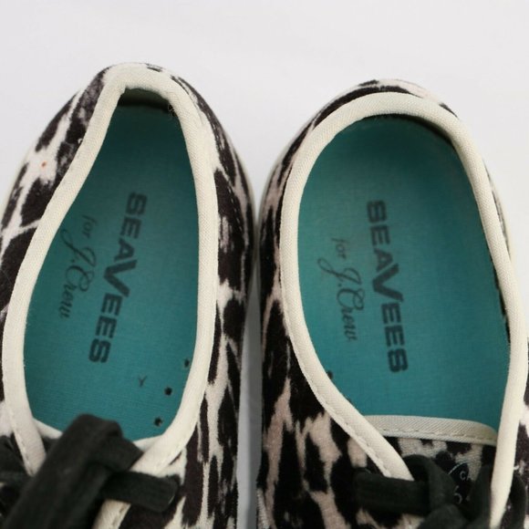 SeaVees for J Crew Women Legend Sneaker Size 7.5 Black White Leopard Animal - Picture 10 of 12